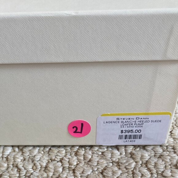 L'AGENCE Blanche Heeled Sand Suede Loafer - Picture 9 of 13